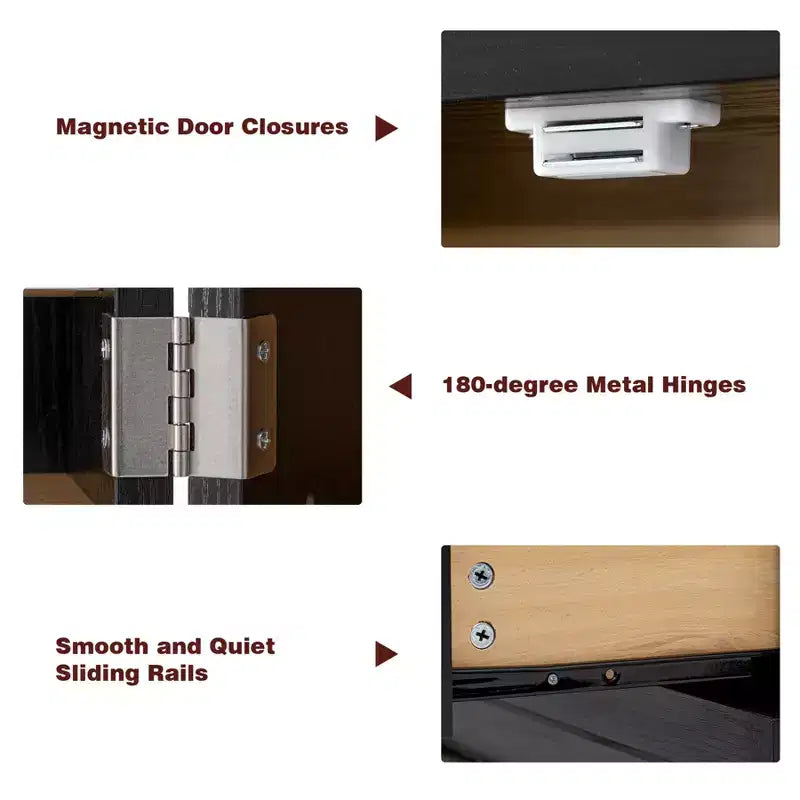 Mobile Dispensa da Cucina Alto 198 cm, Armadio Autoportante con 3 Cassetti, Madia da Cucina in Legno e Mobile Bar per Soggiorno