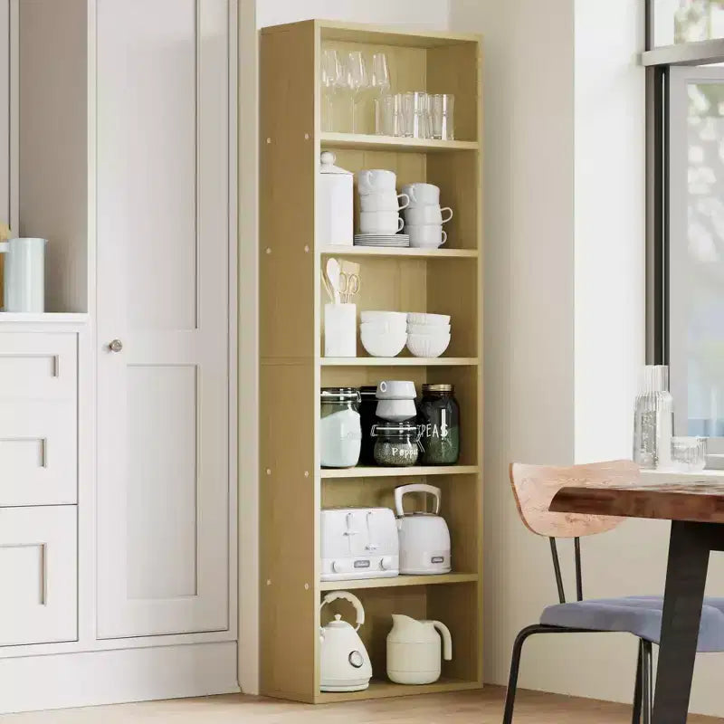 Libreria alta a 6 ripiani per ufficio o casa, scaffale industriale rustico, mensola moderna e sottile, robusto organizer per soggiorno, camera da letto, biblioteca