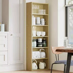Libreria alta a 6 ripiani per ufficio o casa, scaffale industriale rustico, mensola moderna e sottile, robusto organizer per soggiorno, camera da letto, biblioteca
