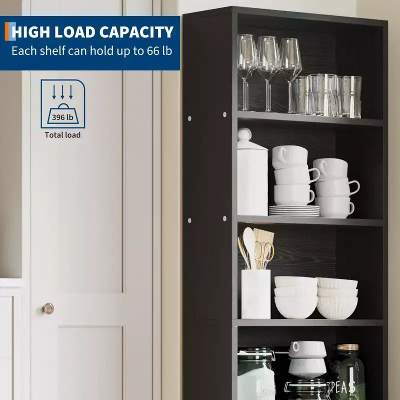 Libreria alta a 6 ripiani per ufficio o casa, scaffale industriale rustico, mensola moderna e sottile, robusto organizer per soggiorno, camera da letto, biblioteca