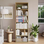 Libreria alta a 6 ripiani per ufficio o casa, scaffale industriale rustico, mensola moderna e sottile, robusto organizer per soggiorno, camera da letto, biblioteca
