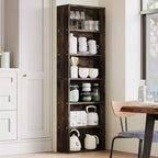 6-Tier Tall Bookcase for Office or Home  Industrial Rustic Bookshelf, Modern Slim Storage Shelf, Sturdy Organizer for Living Room, Bedroom, Library