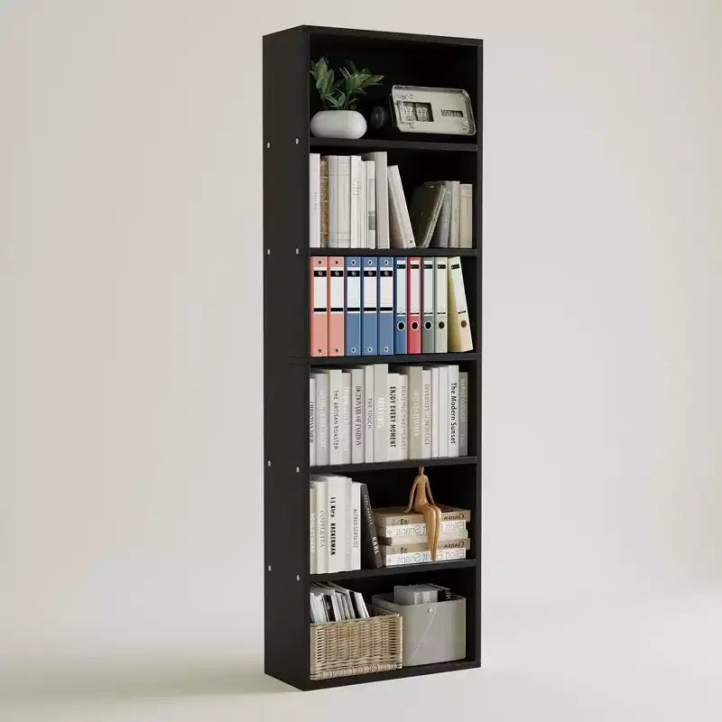 Libreria alta a 6 ripiani per ufficio o casa, scaffale industriale rustico, mensola moderna e sottile, robusto organizer per soggiorno, camera da letto, biblioteca