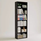 Libreria alta a 6 ripiani per ufficio o casa, scaffale industriale rustico, mensola moderna e sottile, robusto organizer per soggiorno, camera da letto, biblioteca