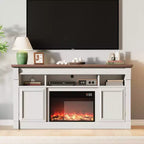 Mobile TV da 58 pollici stile rustico per TV fino a 65 pollici, mobile multimediale con ripiani a giorno, per soggiorno