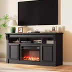 58 Farmhouse TV Stand for TVs up to 65 In, Entertainment Center with Open Storage Shelves, for Living Room