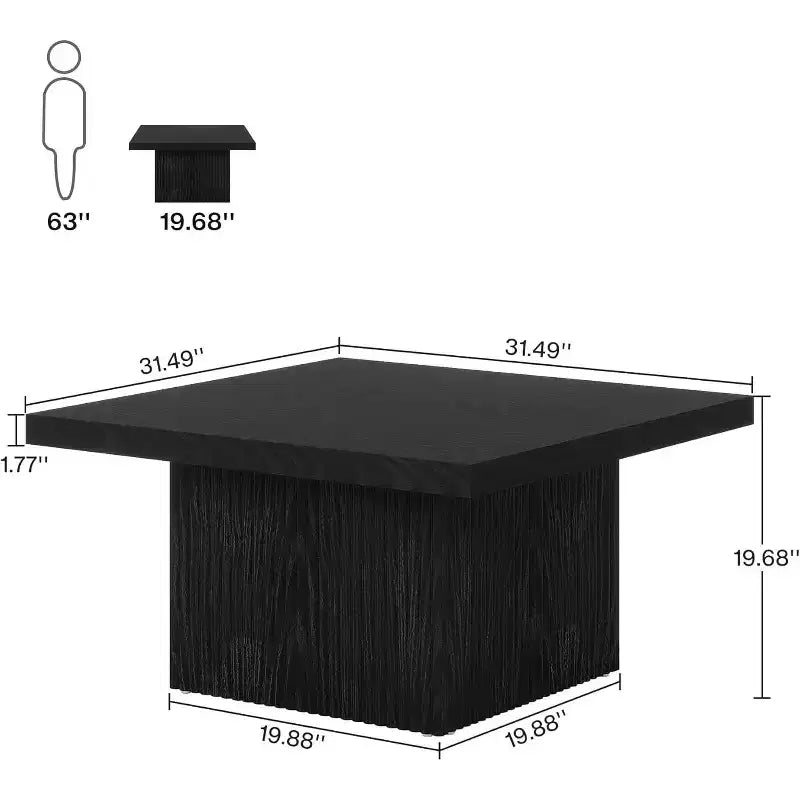 Tavolino quadrato da caffè, 80 cm, in legno, per soggiorno