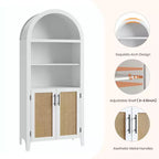 Libreria ad arco con ante in rattan, scaffale moderno a 5 ripiani per casa/ufficio/biblioteca