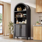 Libreria ad arco con ante in rattan, scaffale moderno a 5 ripiani per casa/ufficio/biblioteca