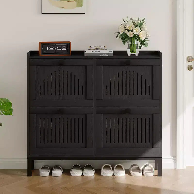 Shoe Storage Cabinet with 4 Flip Drawers, Hidden Shoe Organizer with Adjustable Shelves, Freestanding Shoe Rack for Entryway, Living Room