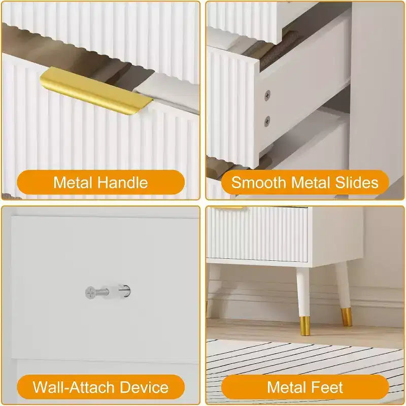 Cassettiera a 5 cassetti per camera da letto, Comodino a 5 cassetti, Unità di organizzazione per armadio con cassetti, Comodino piccolo scanalato per camera da letto