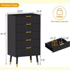Cassettiera a 5 cassetti per camera da letto, Comodino a 5 cassetti, Unità di organizzazione per armadio con cassetti, Comodino piccolo scanalato per camera da letto