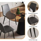 JVNOXK Tavolo da pranzo rotondo moderno di metà secolo da 35 pollici e set da 4 sedie, piano in vetro temperato, sedie grigie, adatto per cucine, nero