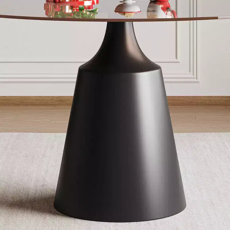 JVNOXK Tavolo da pranzo rotondo moderno di metà secolo da 35 pollici e set da 4 sedie, piano in vetro temperato, sedie grigie, adatto per cucine, nero