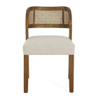 Christopher Knight Home Meera - Sedie da pranzo imbottite in legno di gomma in stile rustico con schienale curvo in rattan naturale (set da 2)
