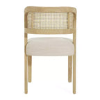Christopher Knight Home Meera - Sedie da pranzo imbottite in legno di gomma in stile rustico con schienale curvo in rattan naturale (set da 2)