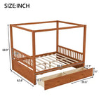 Letto a baldacchino con piattaforma Queen/King Size in legno con cassetti contenitore - ModernLuxe