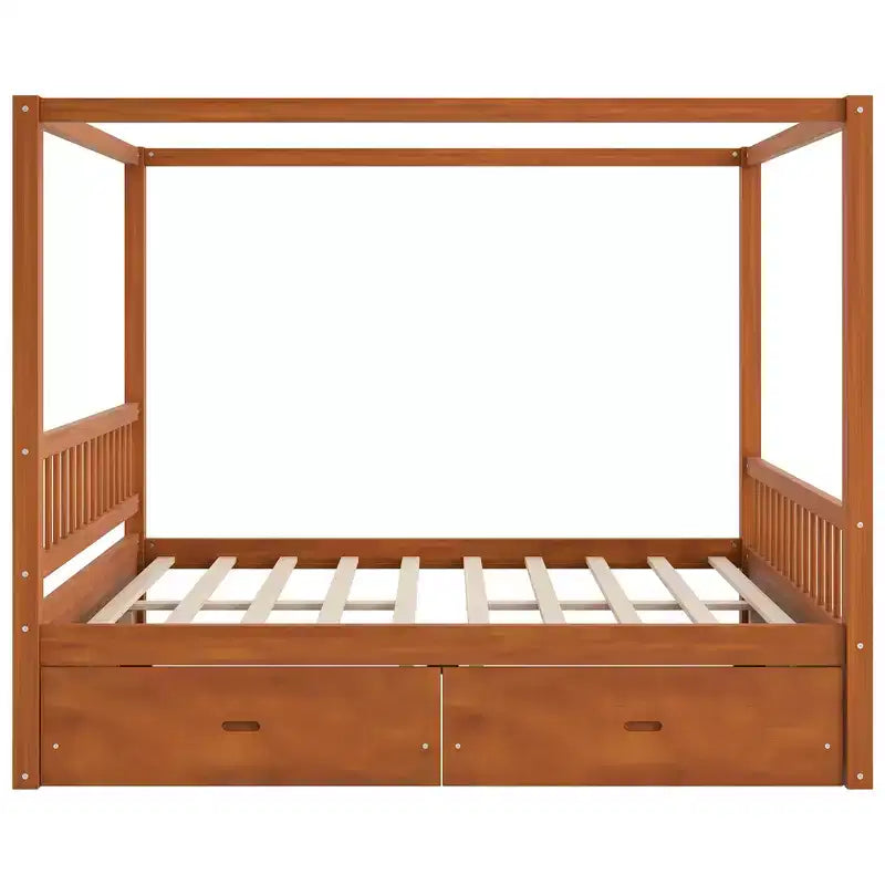 Letto a baldacchino con piattaforma Queen/King Size in legno con cassetti contenitore - ModernLuxe