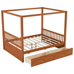 Letto a baldacchino con piattaforma Queen/King Size in legno con cassetti contenitore - ModernLuxe