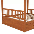 Letto a baldacchino con piattaforma Queen/King Size in legno con cassetti contenitore - ModernLuxe