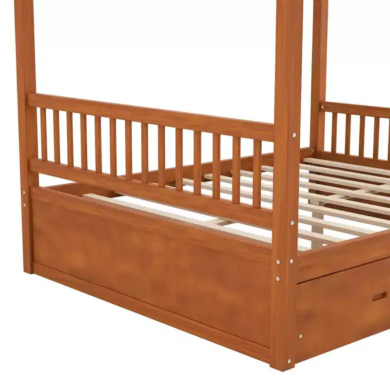Letto a baldacchino con piattaforma Queen/King Size in legno con cassetti contenitore - ModernLuxe