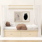 Letto a baldacchino con piattaforma Queen/King Size in legno con cassetti contenitore - ModernLuxe