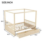 Letto a baldacchino con piattaforma Queen/King Size in legno con cassetti contenitore - ModernLuxe