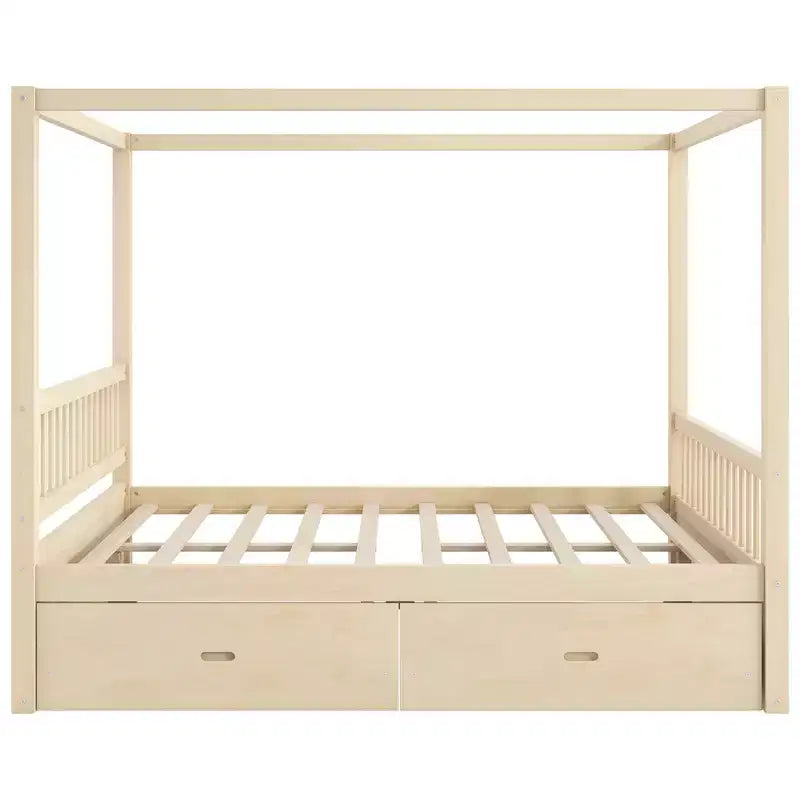 Letto a baldacchino con piattaforma Queen/King Size in legno con cassetti contenitore - ModernLuxe