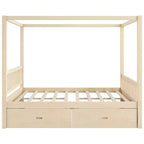 Letto a baldacchino con piattaforma Queen/King Size in legno con cassetti contenitore - ModernLuxe
