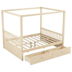 Letto a baldacchino con piattaforma Queen/King Size in legno con cassetti contenitore - ModernLuxe