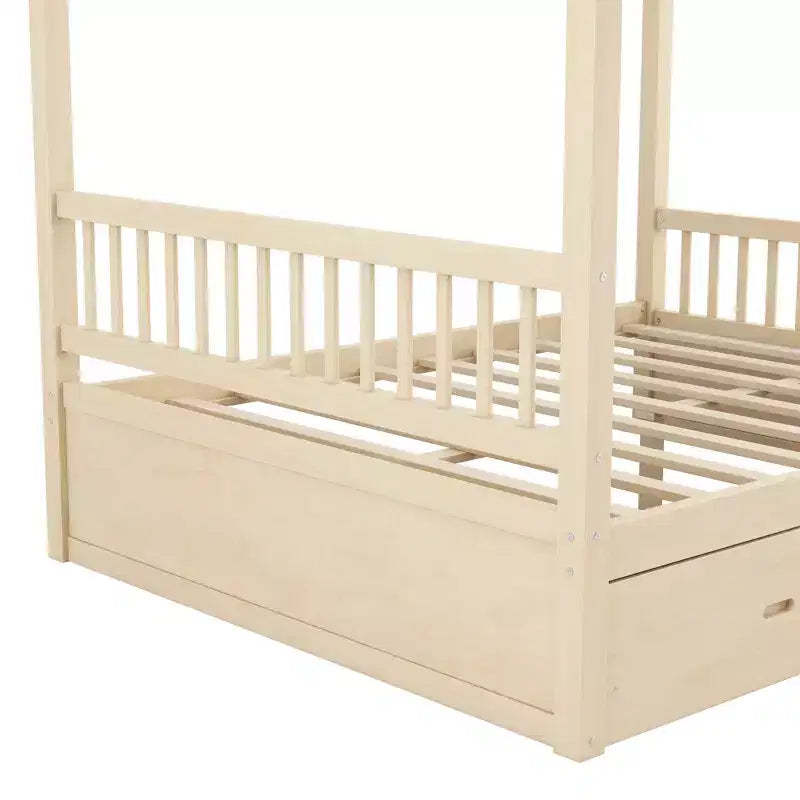 Letto a baldacchino con piattaforma Queen/King Size in legno con cassetti contenitore - ModernLuxe