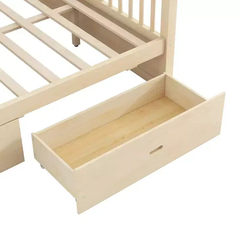 Letto a baldacchino con piattaforma Queen/King Size in legno con cassetti contenitore - ModernLuxe