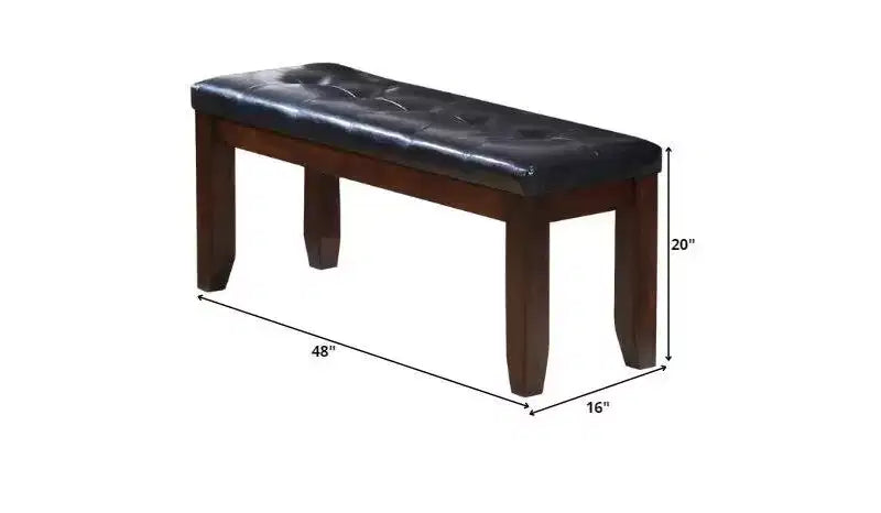 Panca imbottita HomeRoots 48 in similpelle e legno nera ed espresso