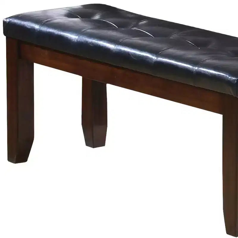 Panca imbottita HomeRoots 48 in similpelle e legno nera ed espresso