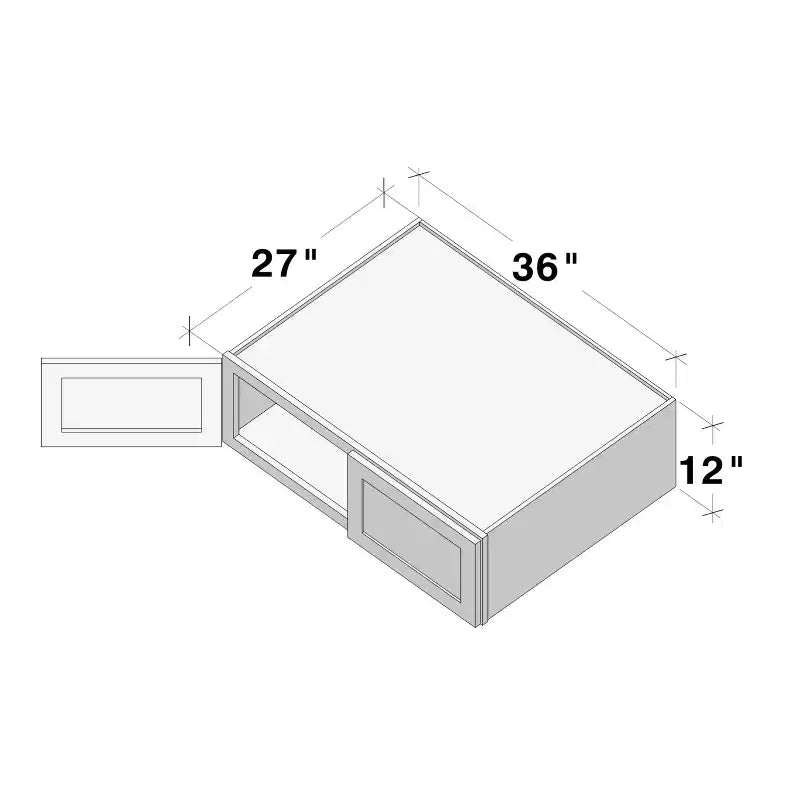 CASAINC Mobile Base per Cucina Shaker con Doppie Ante, 36 L x 12 H x 27 P, Telaio in Legno Massello, Vernice a Bassa Emissione di VOC a Base d'Acqua, Chiusura Ammortizzata, RTA, Grigio Tortora