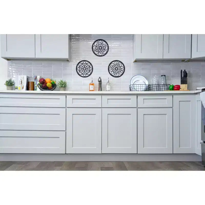 CASAINC Mobile Base per Cucina Shaker con Doppie Ante, 36 L x 12 H x 27 P, Telaio in Legno Massello, Vernice a Bassa Emissione di VOC a Base d'Acqua, Chiusura Ammortizzata, RTA, Grigio Tortora