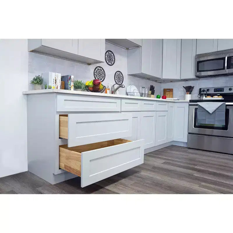 CASAINC Mobile Base per Cucina Shaker con Doppie Ante, 36 L x 12 H x 27 P, Telaio in Legno Massello, Vernice a Bassa Emissione di VOC a Base d'Acqua, Chiusura Ammortizzata, RTA, Grigio Tortora