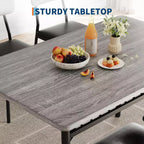 Set da pranzo a 3 pezzi per 2 persone - Tavolo compatto con ripiano portaoggetti e 2 sedie imbottite, piano effetto legno grigio e gambe in metallo nero per cucina o soggiorno