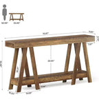 Tavolo Consolle da Fattoria Lantine 70.87, Tavolino d'Accento a 2 Livelli Dietro il Divano per Soggiorno, Ingresso, Foyer