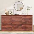 Comò in Legno a 9 Cassetti, Armadio Alto con Contenitori Profondi, Cassettiera Grande con Piano Largo, Comò Contenitore Lungo per Camera da Letto, Soggiorno