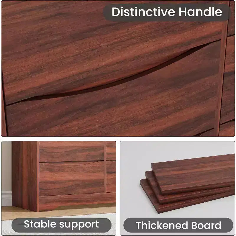 Comò in Legno a 9 Cassetti, Armadio Alto con Contenitori Profondi, Cassettiera Grande con Piano Largo, Comò Contenitore Lungo per Camera da Letto, Soggiorno