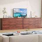 Comò in Legno a 9 Cassetti, Armadio Alto con Contenitori Profondi, Cassettiera Grande con Piano Largo, Comò Contenitore Lungo per Camera da Letto, Soggiorno