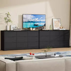 Comò in Legno a 9 Cassetti, Armadio Alto con Contenitori Profondi, Cassettiera Grande con Piano Largo, Comò Contenitore Lungo per Camera da Letto, Soggiorno