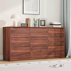 Comò in Legno a 9 Cassetti, Armadio Alto con Contenitori Profondi, Cassettiera Grande con Piano Largo, Comò Contenitore Lungo per Camera da Letto, Soggiorno