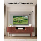 Mobile TV Mid-Century per TV da 58 pollici con Cassetto, Ripiani Aperti, Anta Scorrevole, Marrone