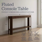 Console en bois massif cannelé 56 pouces