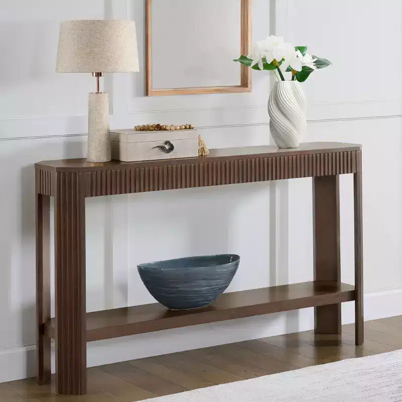 Console en bois massif cannelé 56 pouces