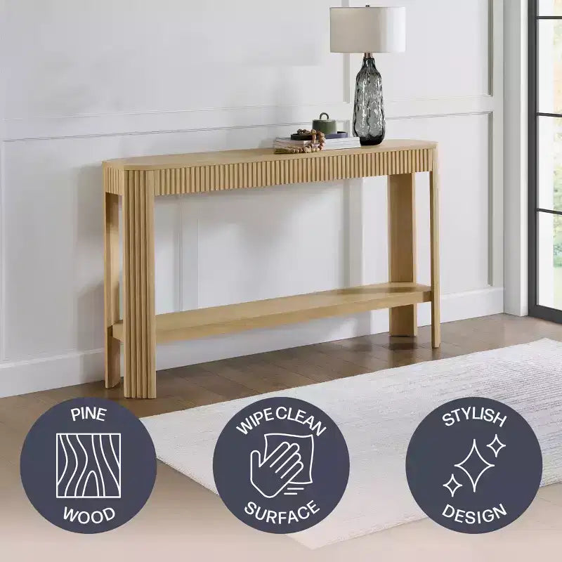 Console en bois massif cannelé 56 pouces