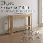 Console en bois massif cannelé 56 pouces