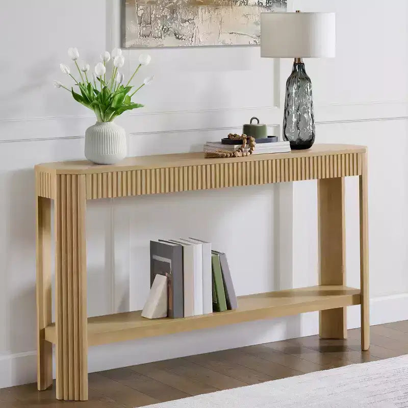 Console en bois massif cannelé 56 pouces